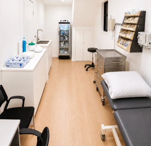 Medical Bed inside the room in the modern clinic